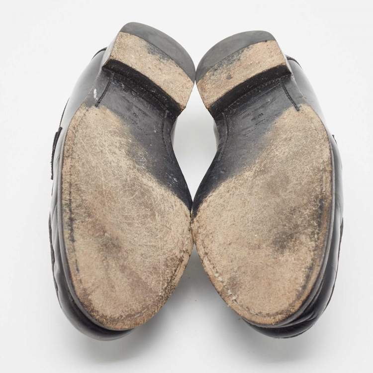 Pre Owned Louis Vuitton Black Leather Hockenheim Loafers Size 44