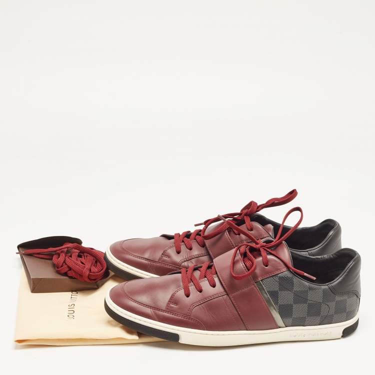 Pre Owned Louis Vuitton Two Tone Damier Ebene Fabric and Leather Sneakers Size 43