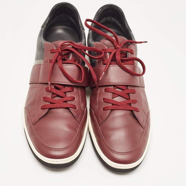 Pre Owned Louis Vuitton Two Tone Damier Ebene Fabric and Leather Sneakers Size 43