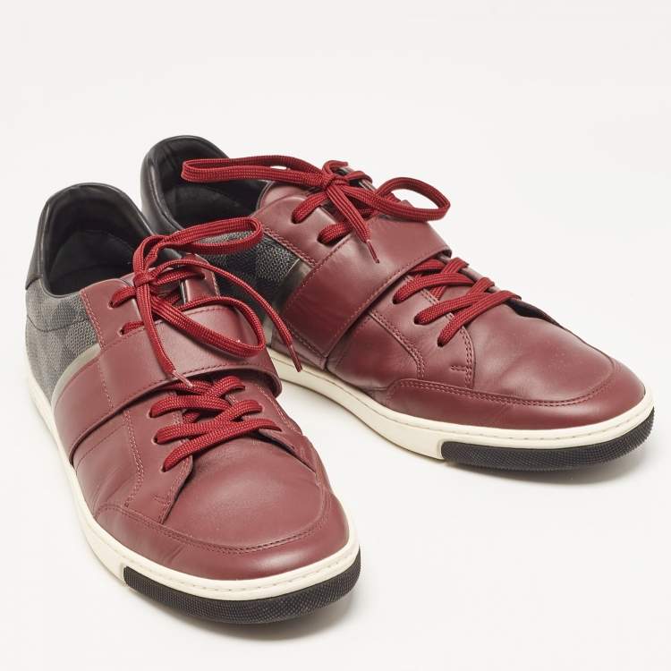Pre Owned Louis Vuitton Two Tone Damier Ebene Fabric and Leather Sneakers Size 43