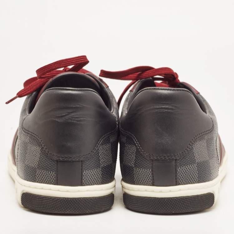 Pre Owned Louis Vuitton Two Tone Damier Ebene Fabric and Leather Sneakers Size 43