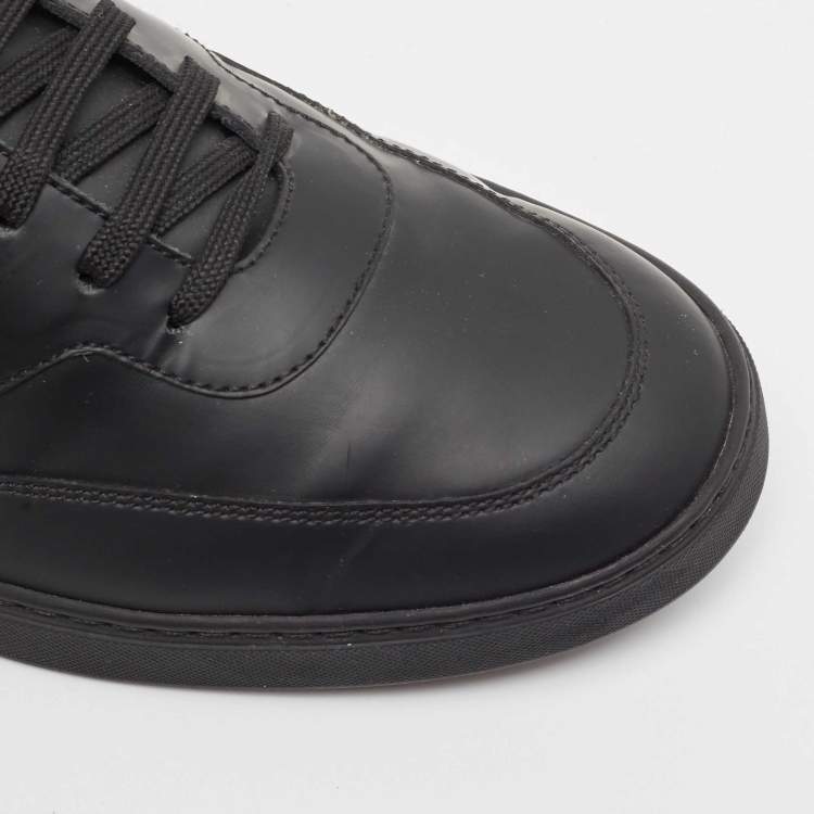 Pre Owned Louis Vuitton Black Leather and Monogram Canvas Velcro Low Top Sneakers Size 42.5