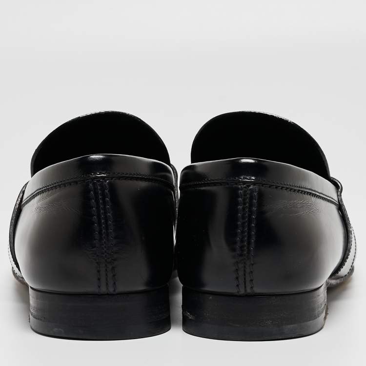 Pre Owned Louis Vuitton Black Damier Leather Santiago Loafers Size 43