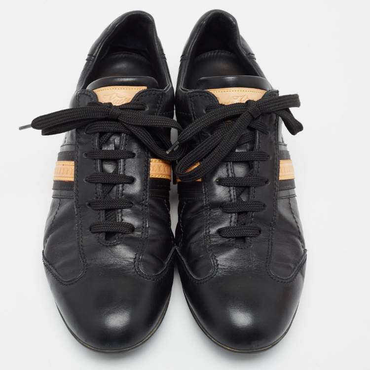 Pre Owned Louis Vuitton Black Leather Low Top Sneakers Size 43