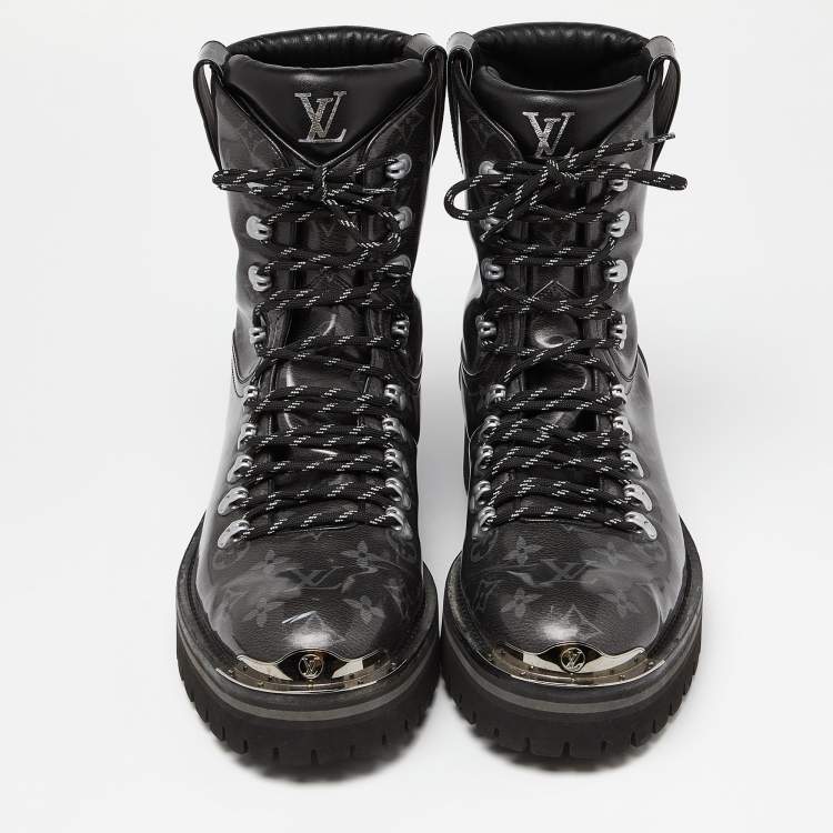 Pre Owned Louis Vuitton Grey Monogram Canvas Outland Ankle Boots Size 44
