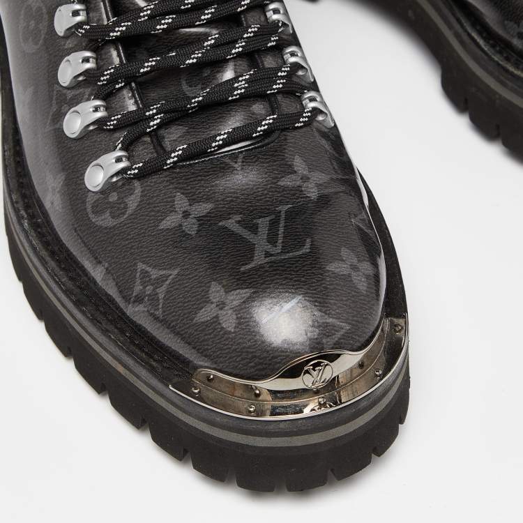 Pre Owned Louis Vuitton Grey Monogram Canvas Outland Ankle Boots Size 44