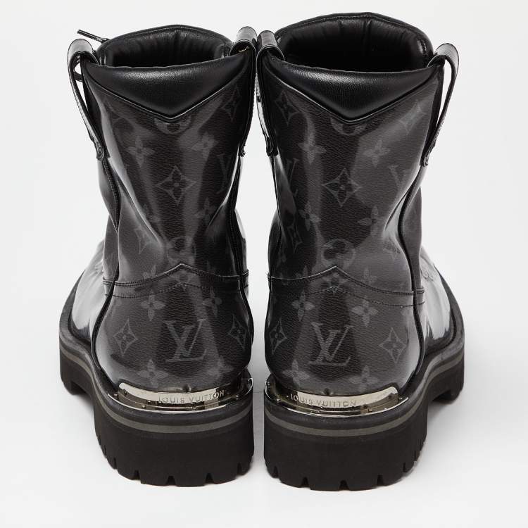 Pre Owned Louis Vuitton Grey Monogram Canvas Outland Ankle Boots Size 44
