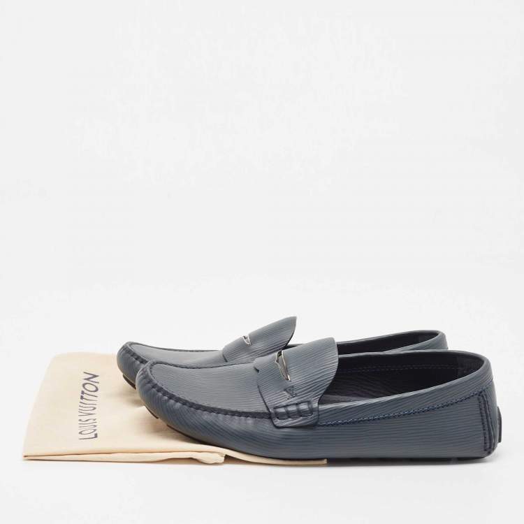 Pre Owned Louis Vuitton Grey Leather Monte Carlo Loafers Size 43
