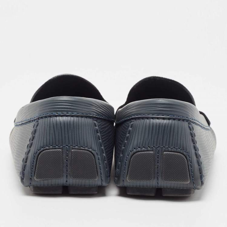 Pre Owned Louis Vuitton Grey Leather Monte Carlo Loafers Size 43
