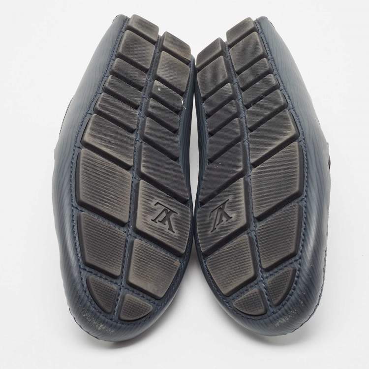 Pre Owned Louis Vuitton Grey Leather Monte Carlo Loafers Size 43