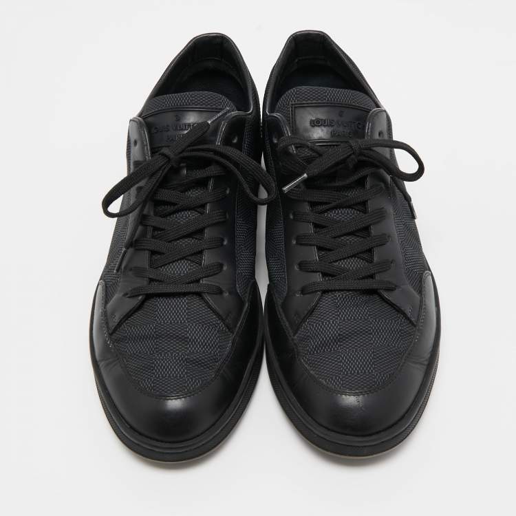 مملوكة مسبقًا Louis Vuitton Black Leather and Nylon Low Top Sneakers Size 41 