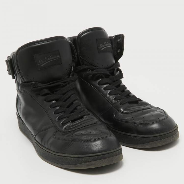 Pre Owned Louis Vuitton Black Leather Rivoli High Top Sneakers Size 43