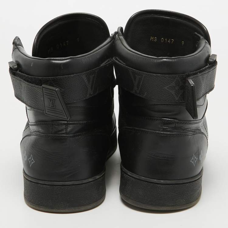 Pre Owned Louis Vuitton Black Leather Rivoli High Top Sneakers Size 43