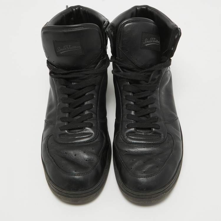 Pre Owned Louis Vuitton Black Leather Rivoli High Top Sneakers Size 43