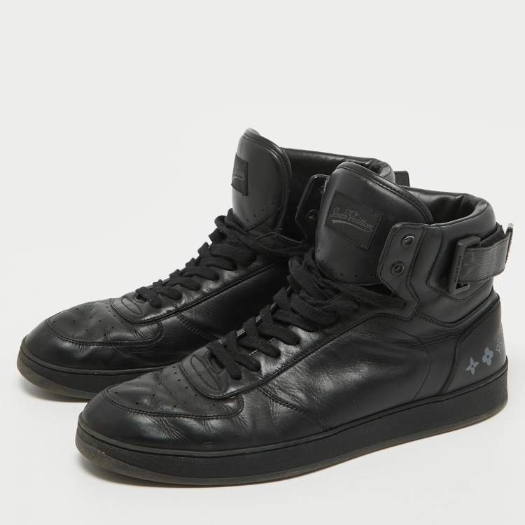 Pre Owned Louis Vuitton Black Leather Rivoli High Top Sneakers Size 43