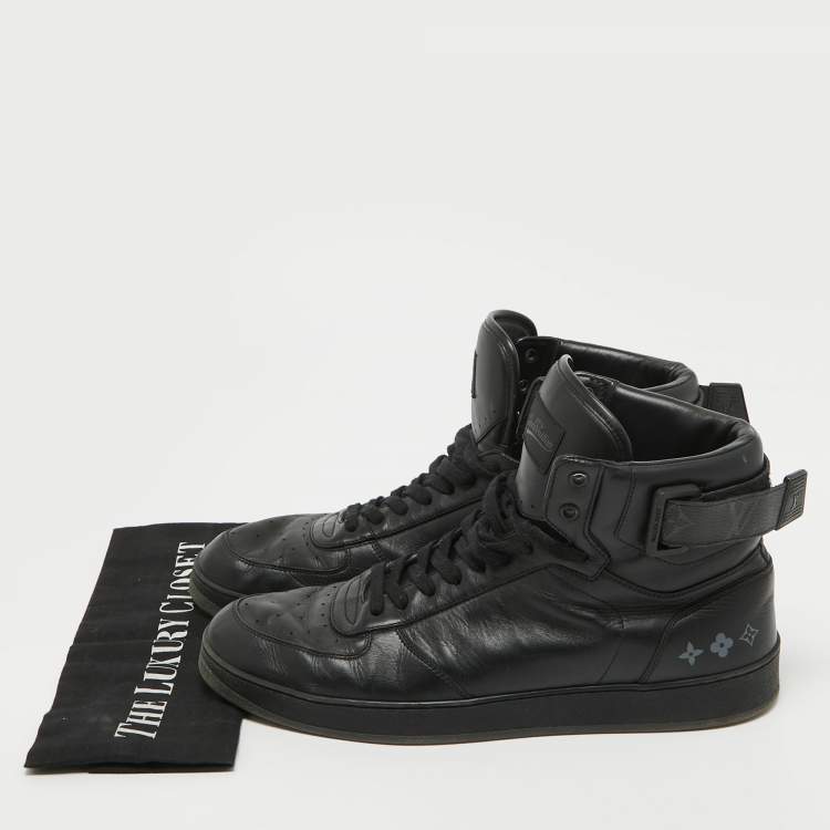 Pre Owned Louis Vuitton Black Leather Rivoli High Top Sneakers Size 43