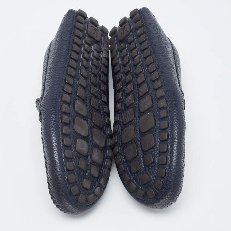 Pre Owned Louis Vuitton Navy Blue Epi Leather Raspail Slip On Loafers Size 42