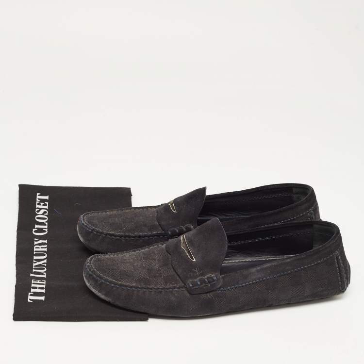 Pre Owned Louis Vuitton Black Suede  Monte Carlo Loafers Size 43.5