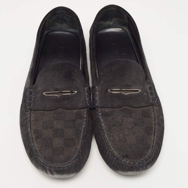 Pre Owned Louis Vuitton Black Suede  Monte Carlo Loafers Size 43.5