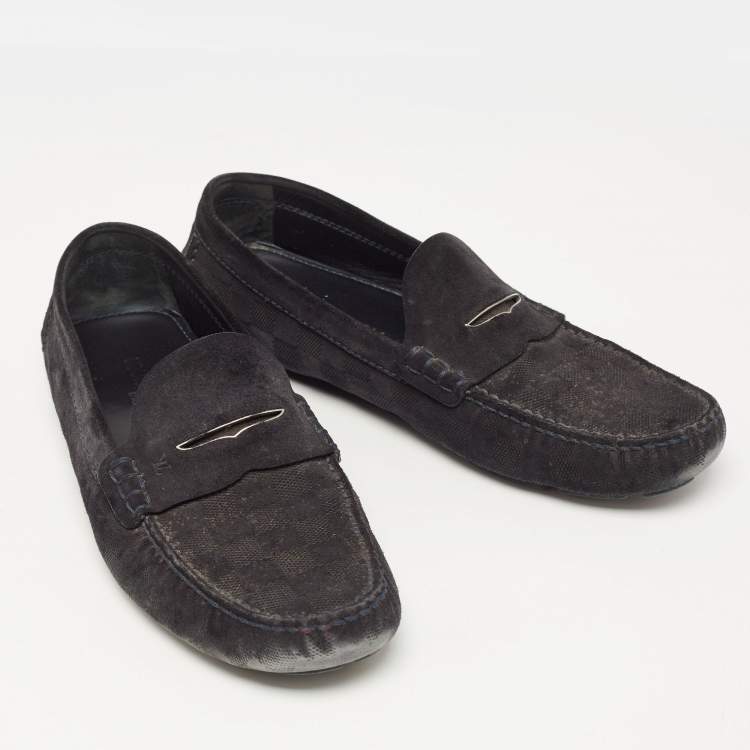 Pre Owned Louis Vuitton Black Suede  Monte Carlo Loafers Size 43.5
