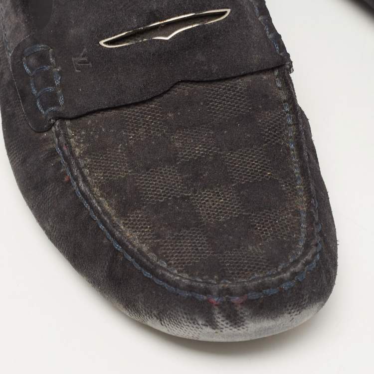 Pre Owned Louis Vuitton Black Suede  Monte Carlo Loafers Size 43.5