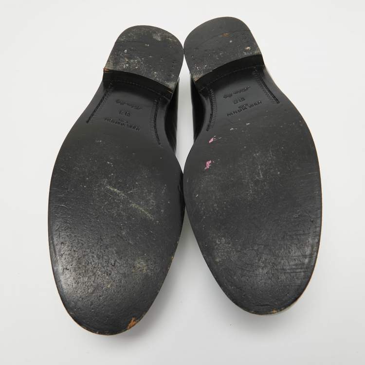 Pre Owned Louis Vuitton Black Leather Hockenheim Loafers Size 44