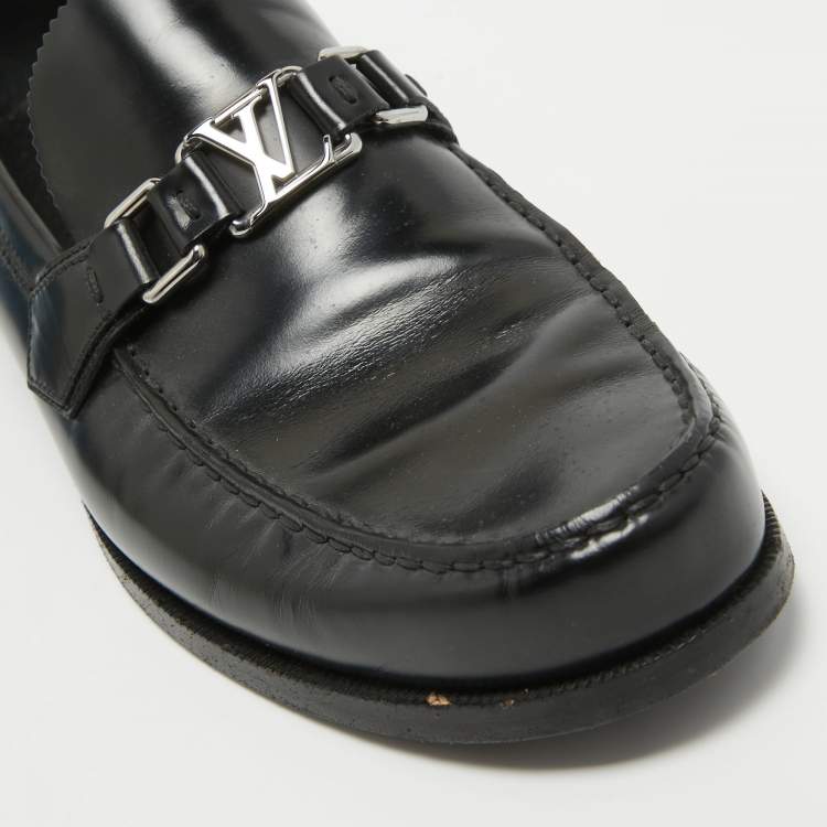 Pre Owned Louis Vuitton Black Leather Hockenheim Loafers Size 44