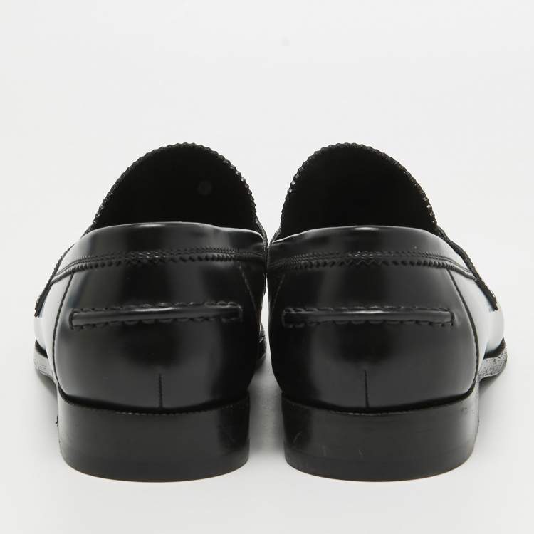 Pre Owned Louis Vuitton Black Leather Hockenheim Loafers Size 44