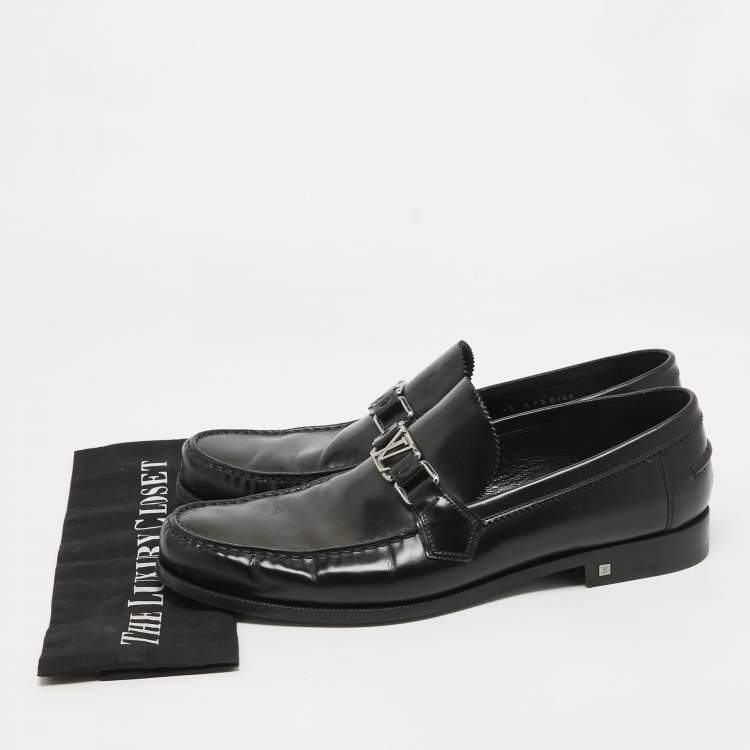 Pre Owned Louis Vuitton Black Leather Hockenheim Loafers Size 44