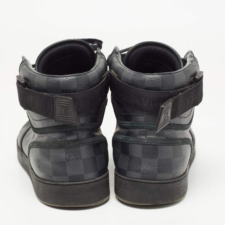 Pre Owned Louis Vuitton Black/Grey Graphite Canvas Rivoli High Top Sneakers Size 44.5