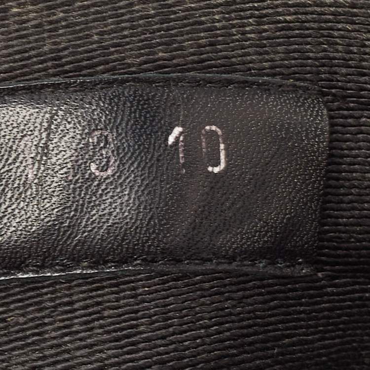 Pre Owned Louis Vuitton Black Leather and Canvas Criss Cross Slides Size 44
