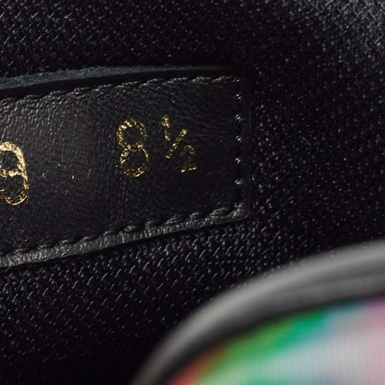 Pre Owned Louis Vuitton Black Monogram Embossed Leather Luxembourg Sneakers Size 42.5