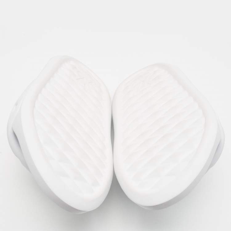 Pre Owned Louis Vuitton White Rubber Monogram Rubber Flat Slides Size 41