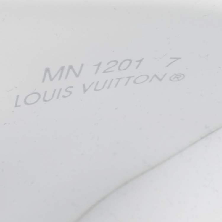 Pre Owned Louis Vuitton White Rubber Monogram Rubber Flat Slides Size 41