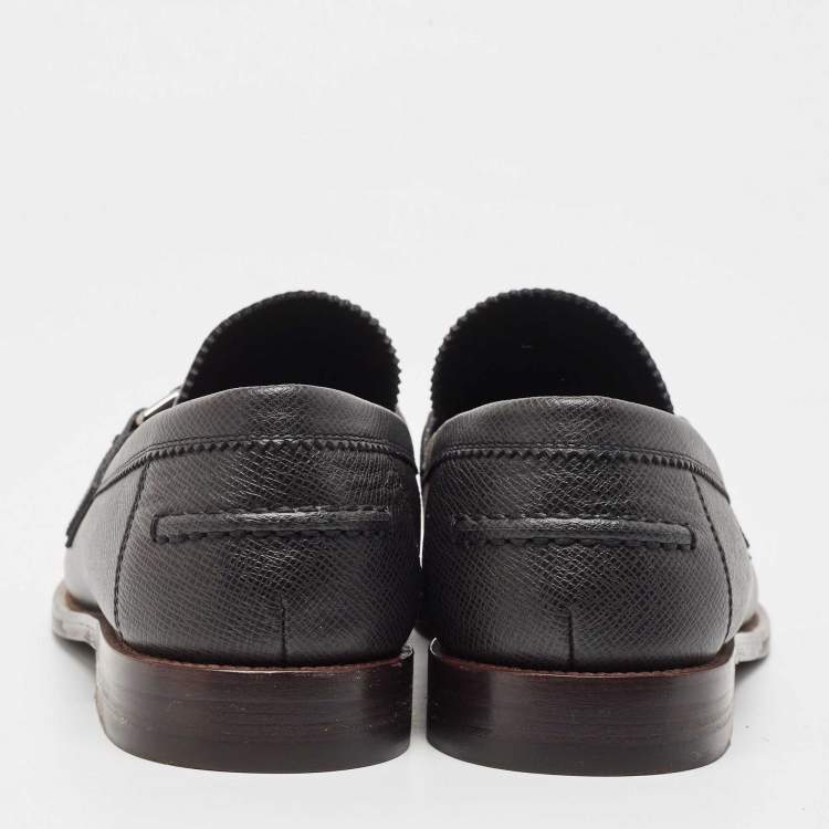 Pre Owned Louis Vuitton Black Leather Major Loafers Size 43