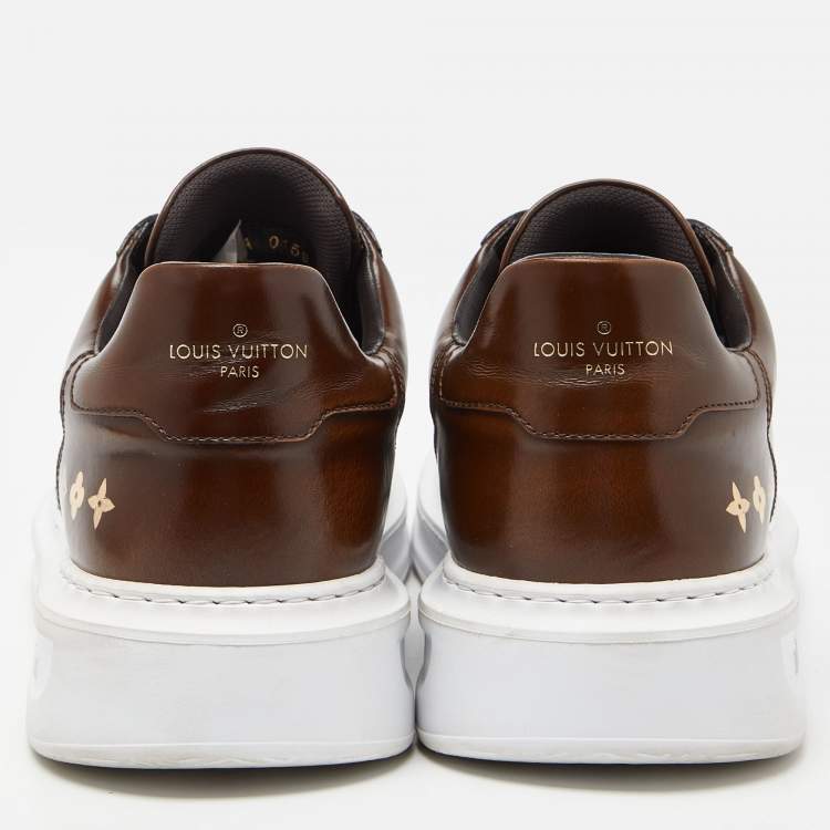 Pre Owned Louis Vuitton Brown Leather Beverly Hills Sneakers Size 41