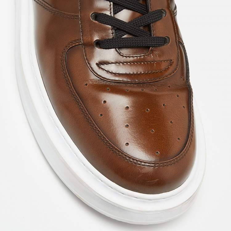 Pre Owned Louis Vuitton Brown Leather Beverly Hills Sneakers Size 41