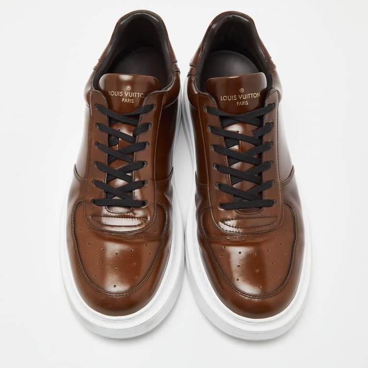 Pre Owned Louis Vuitton Brown Leather Beverly Hills Sneakers Size 41