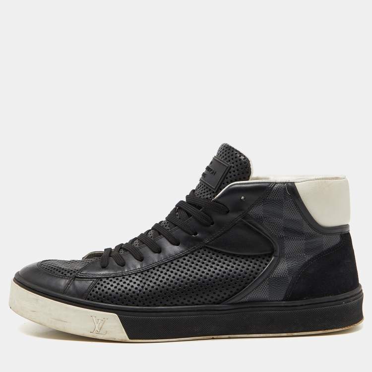 Louis Vuitton Black Leather,Monogram Canvas and Suede Line Up High Top ...