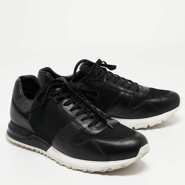 Pre Owned Louis Vuitton Black/Grey Leather and Mesh Run Away Sneakers Size 43