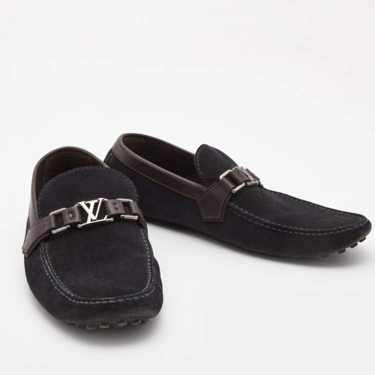 مملوكة مسبقًا Louis Vuitton Navy Blue Suede Hockenheim Loafers Size 43.5 