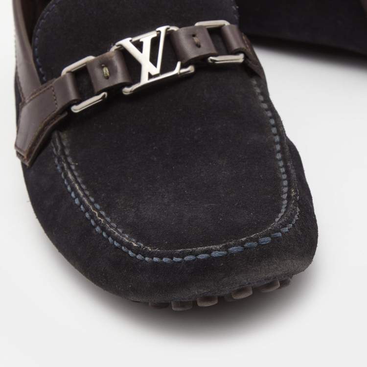 مملوكة مسبقًا Louis Vuitton Navy Blue Suede Hockenheim Loafers Size 43.5 