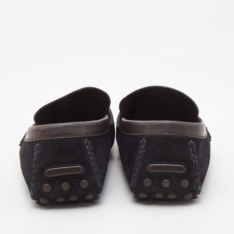 مملوكة مسبقًا Louis Vuitton Navy Blue Suede Hockenheim Loafers Size 43.5 