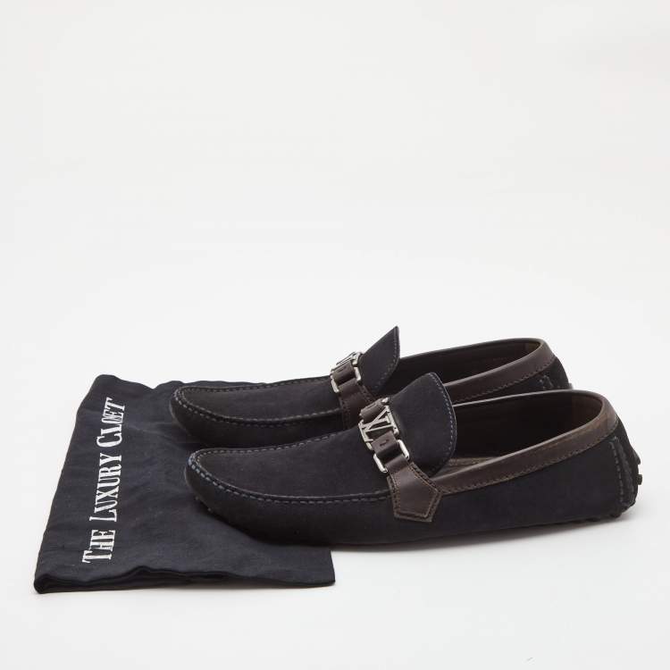 مملوكة مسبقًا Louis Vuitton Navy Blue Suede Hockenheim Loafers Size 43.5 