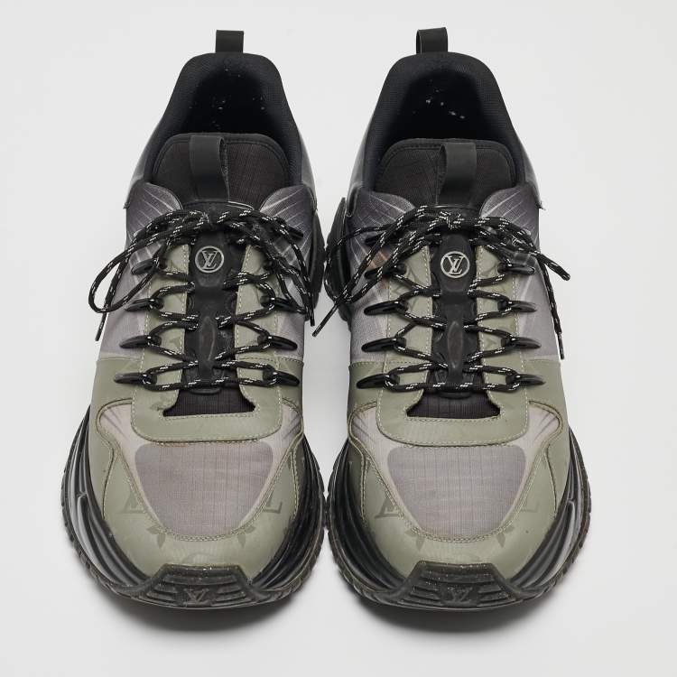 Pre Owned Louis Vuitton Tricolor Leather and Printed Mesh Run Away Pulse Sneakers Size 44