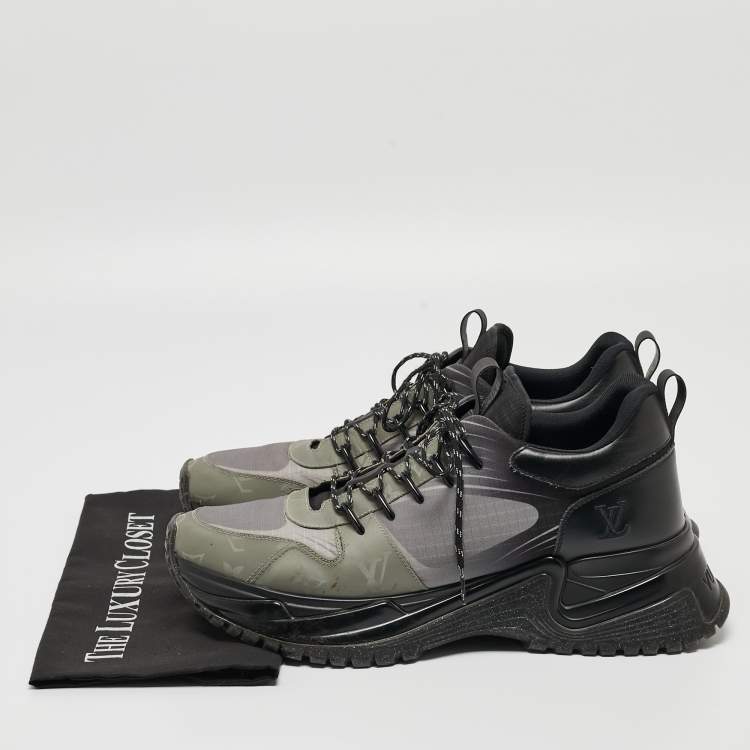 Pre Owned Louis Vuitton Tricolor Leather and Printed Mesh Run Away Pulse Sneakers Size 44