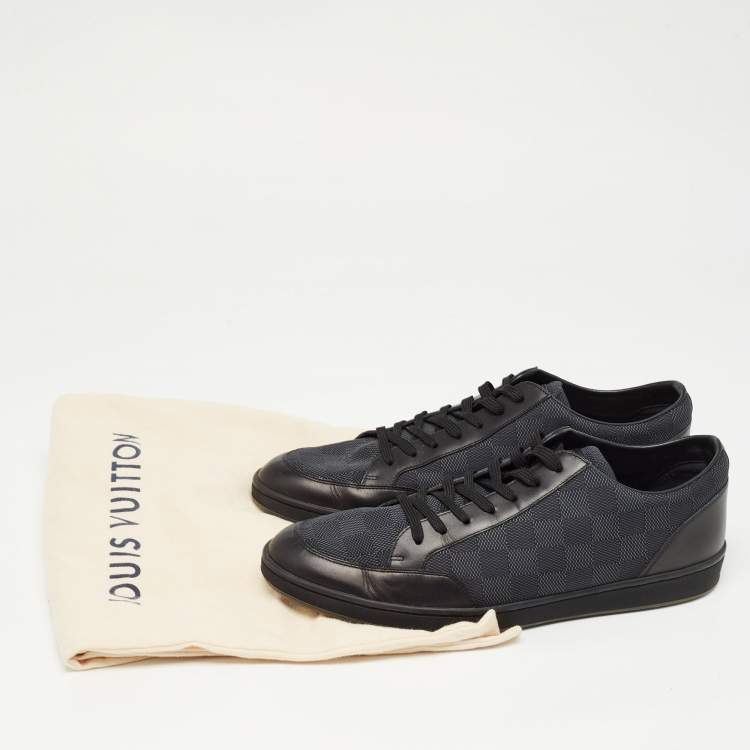 Pre Owned Louis Vuitton Black Damier Graphite Canvas and Leather Offshore Low Top Sneakers Size 42.5