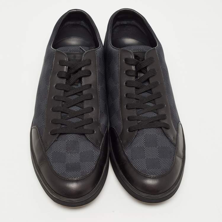 Pre Owned Louis Vuitton Black Damier Graphite Canvas and Leather Offshore Low Top Sneakers Size 42.5