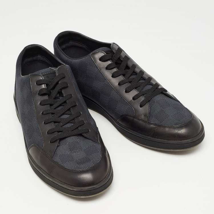 Pre Owned Louis Vuitton Black Damier Graphite Canvas and Leather Offshore Low Top Sneakers Size 42.5