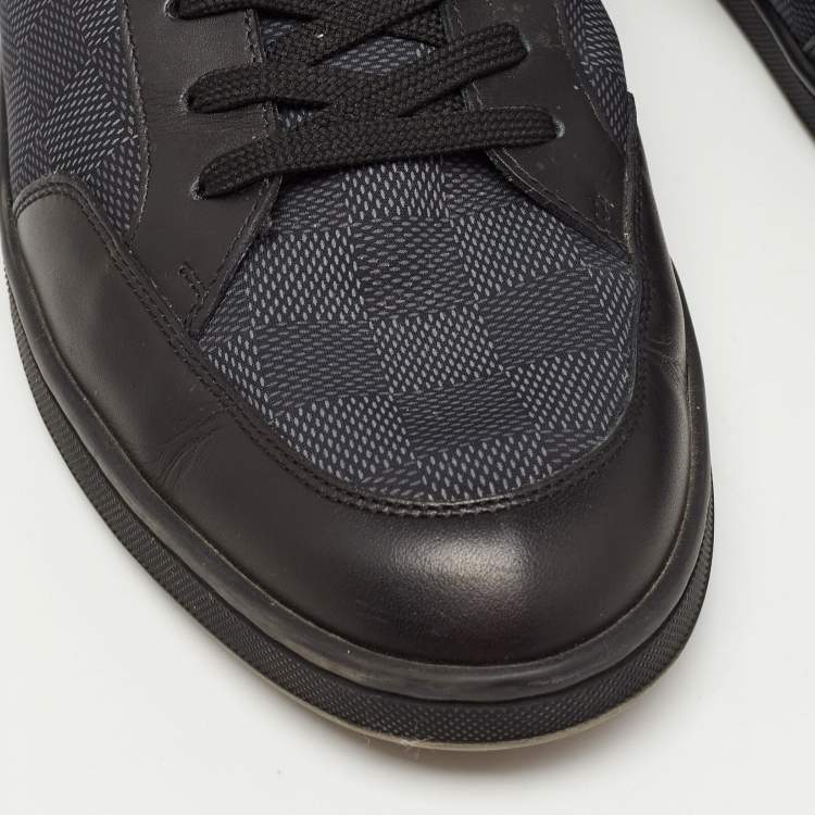 Pre Owned Louis Vuitton Black Damier Graphite Canvas and Leather Offshore Low Top Sneakers Size 42.5